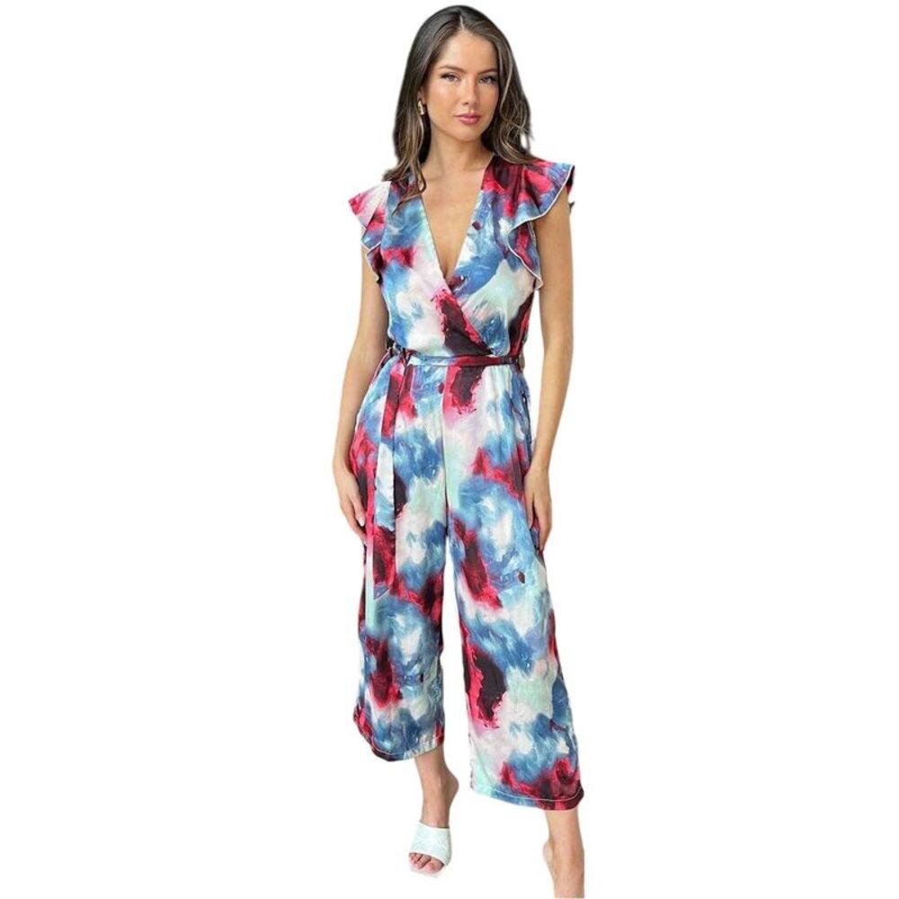 AX Paris Womens/Ladies Abstract Polyester Wrap Jumpsuit / Multicolored Print